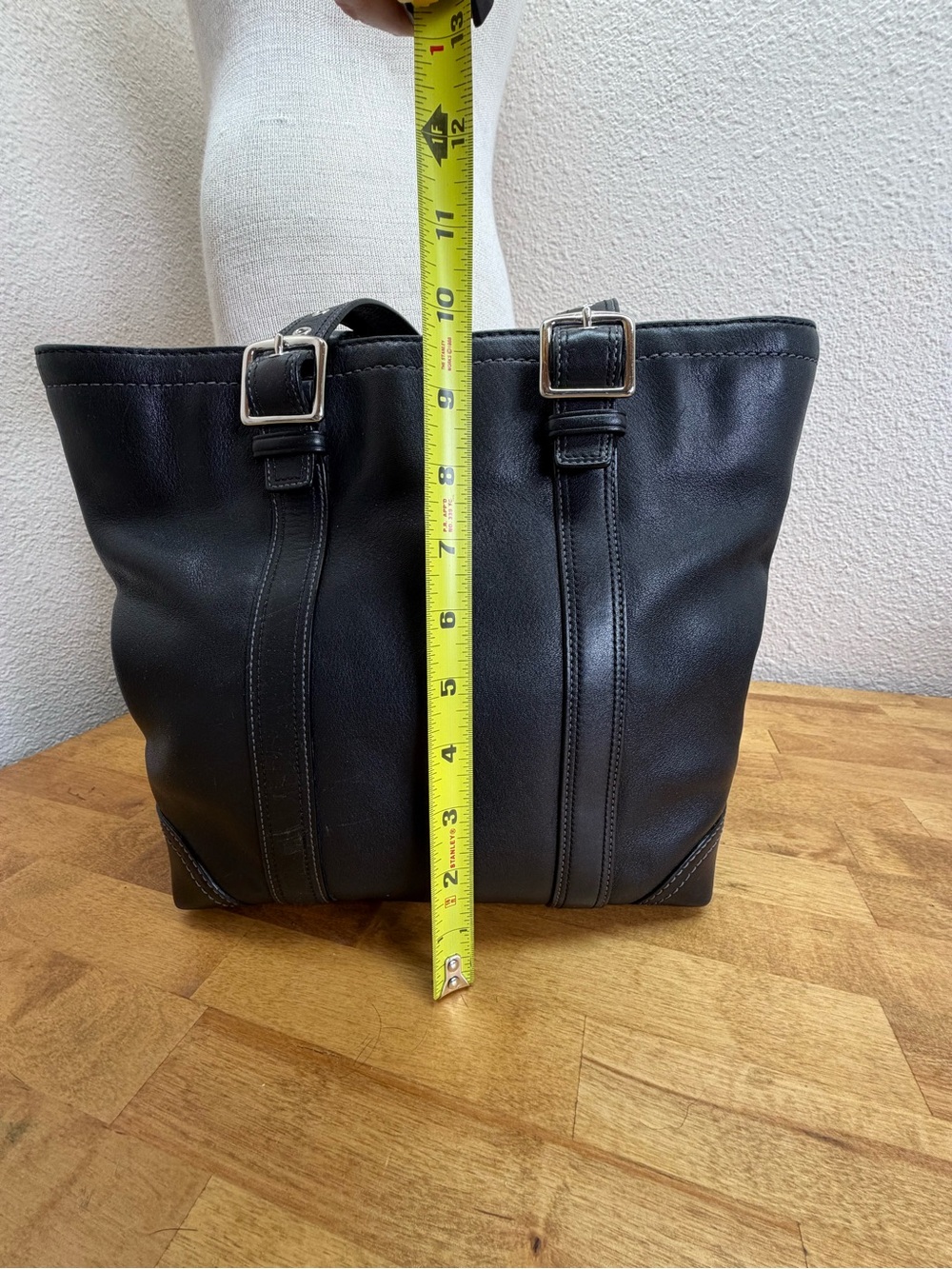 Coach Hampton Black Leather Tote Shoulder Bag Zip Top Buckle Strap Purse - Picture 7 of 12